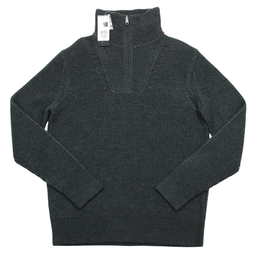 Bloomingdales Mens Store Sweater Mens Medium Seaglass Merino Quarter Zip Mock